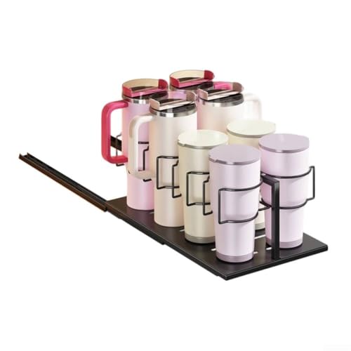 HpLive Ausziehbarer Wasserflaschen Organizer für Küche, Edelstahl Flaschenhalter für 10-40 oz Becher für Kühlschrank Küchenschrank(Schwarz) von HpLive