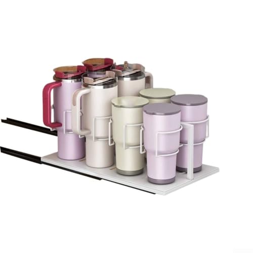 HpLive Ausziehbarer Wasserflaschen Organizer für Küche, Edelstahl Flaschenhalter für 10-40 oz Becher für Kühlschrank Küchenschrank(Weiß) von HpLive
