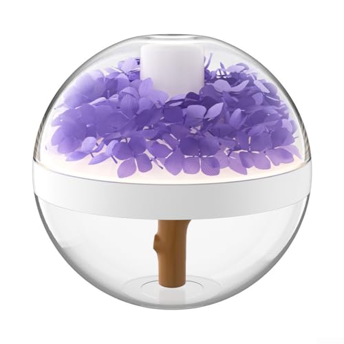 HpLive Blumen Luftbefeuchter 270ML Vernebler mit Warmweißem Nachtlicht Kompakter Aroma Diffuser für Schlafzimmer(Purple) von HpLive