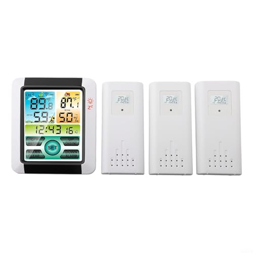 HpLive Digitale Wetterstation mit 3 Sensoren Thermometer Hygrometer Farbdisplay Innen Außen Temperatur Feuchtigkeitsmesser von HpLive