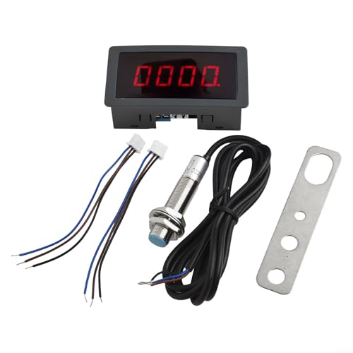 HpLive Digitaler LED-Drehzahlmesser AC110-230V RPM Motor Tachometer mit Hall-Näherungsschalter für Präzisionsmessung 10-9999 RPM Industrielle Anwendung(Rot) von HpLive