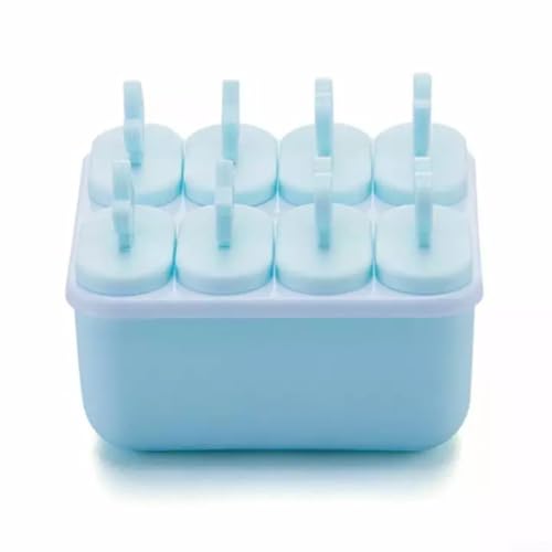 HpLive Eisformen 8er Set Mini Pops Silikon PP Eiswürfelbehälter wiederverwendbar Lutschformen Saft Schokolade(Blue) von HpLive