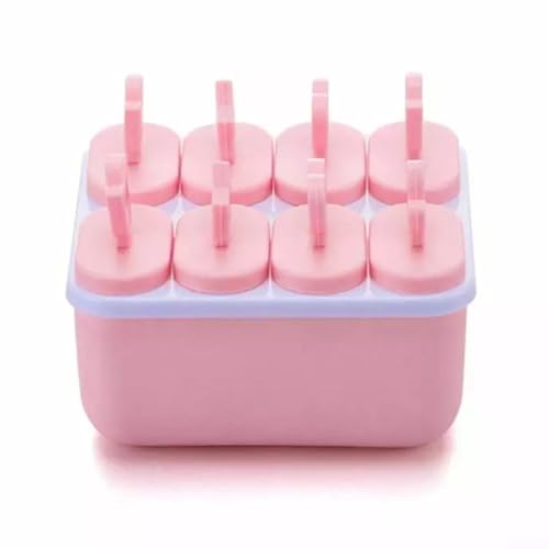 HpLive Eisformen 8er Set Mini Pops Silikon PP Eiswürfelbehälter wiederverwendbar Lutschformen Saft Schokolade(Pink) von HpLive