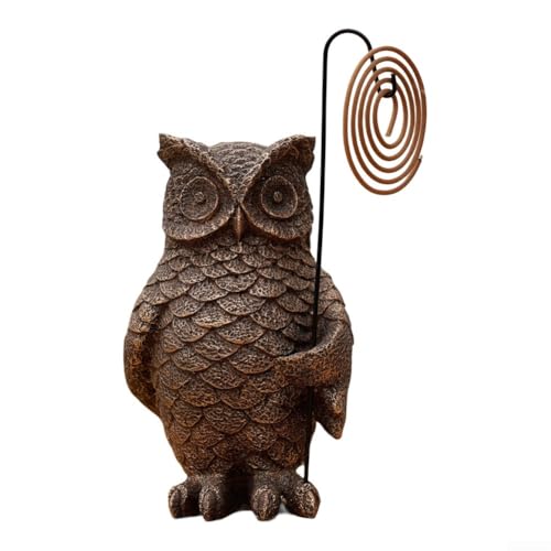 HpLive Garten Eule Skulptur Dekofigur für Außenbereich Harz Gartenfigur mit Räucherstäbchenhalter Hof Rasen Ornament von HpLive