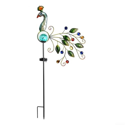 HpLive Garten Solarleuchte Pfau Design LED Stehleuchte Außen Dekorative Metallkunst Gartenbeleuchtung Wasserdicht 82cm von HpLive