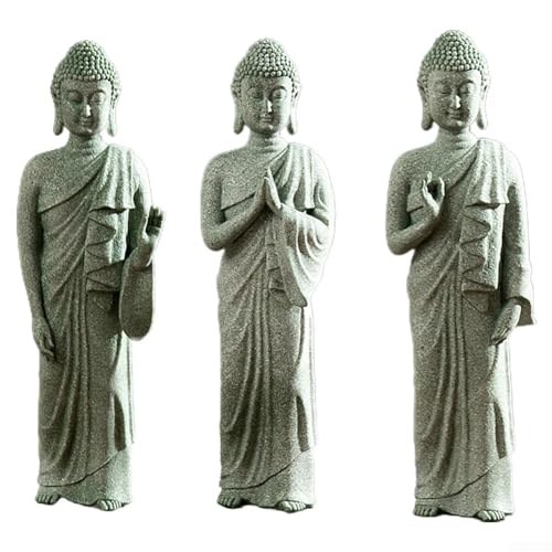 HpLive Gartenfigur aus Kunstharz, stehend, Buddha-Statue für Zen-Effekt, für Innen- und Außenbereich (B) von HpLive