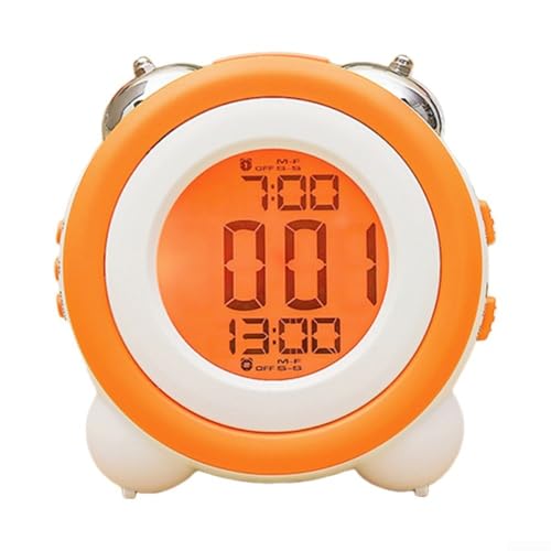 HpLive Großes Display 3D LED Wecker mit Doppeltem Klingelton Stumme Nachtlicht Elektronische Uhr für Schlafzimmer(Orange) von HpLive