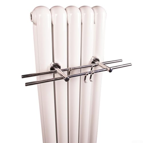 HpLive Handtuchhalter für Heizkörper 60cm Edelstahl Handtuchstange Ohne Bohren Badetuchhalter Radiator handtuchheizkörper Heizung Handtuchreling Silber(dual ROD Bogenoberfläche) von HpLive
