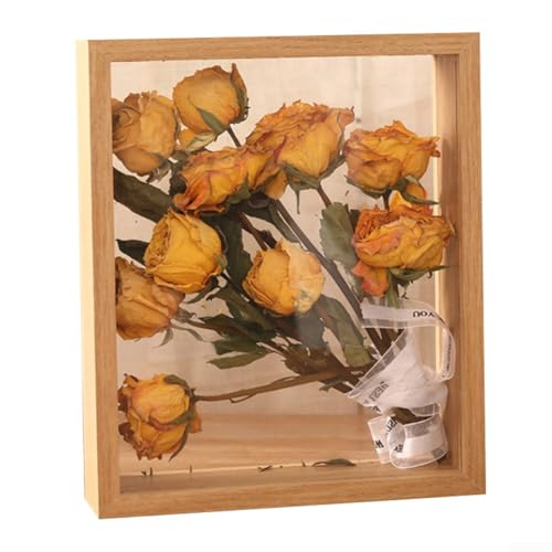 HpLive Holz Doppelseitiger Bilderrahmen mit Hohldesign für Trockenblumen DIY Fotorahmen Tischdekoration(for-A4 Holzfarbe) von HpLive