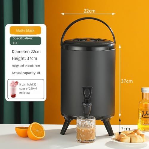 HpLive Isolierter Getränkebehälter für Outdoor Camping Picknick Doppelwandiger Thermospender mit Zapfhahn(10L Black) von HpLive