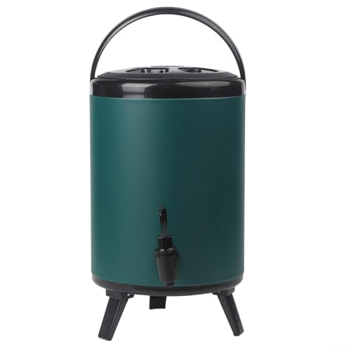 HpLive Isolierter Getränkebehälter für Outdoor Camping Picknick Doppelwandiger Thermospender mit Zapfhahn(8L Green) von HpLive
