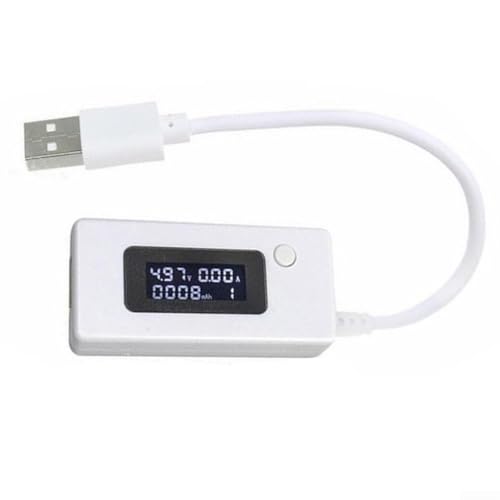 HpLive KCX-017 USB Ladegerät Tester mit LCD Anzeige zur Spannung Strom Kapazität Messung 2A/1A Lastwiderstand für Mobiltelefon Powerbank Prüfgerät(Weiß) von HpLive