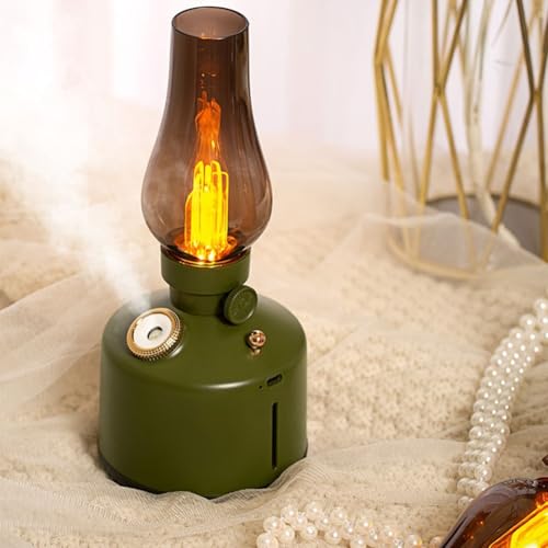 HpLive Kerosinlampen Form Luftbefeuchter, Vintage Luftbefeuchter mit USB-Aufladung und Diffusor für ätherische Aromatherapieöle(Grün) von HpLive