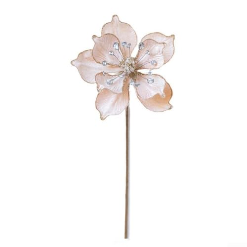 HpLive Künstliche Magnolien Blumen Dekorationen für Weihnachtsbaum aus Flanell und Acryl mit Eisendraht Festliche (Apricot) von HpLive