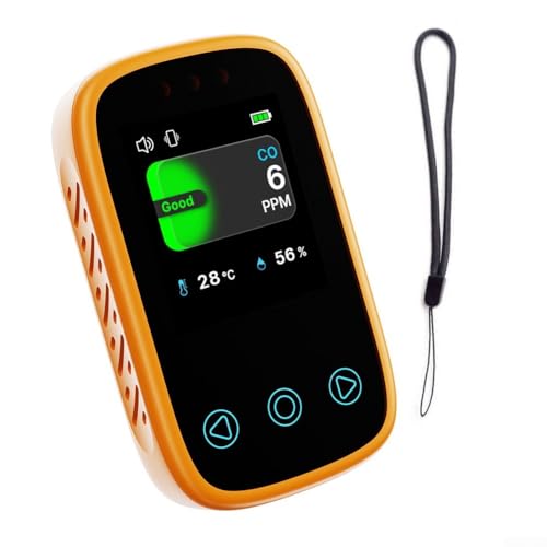HpLive Luftqualitätsmessgerät Multifunktionaler Kohlendioxid-Detektor mit Thermometer und Hygrometer, Wiederaufladbarer Luftqualitätsmonitor für Zuhause Büro Auto(Orange) von HpLive