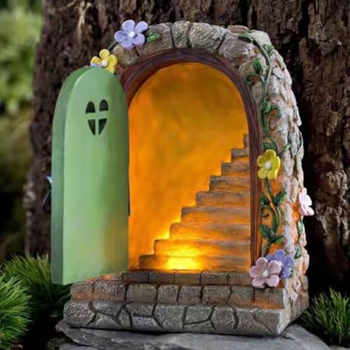 HpLive Miniatur Harz Elfentür mit Kronleuchter,Fairy Gate Treppe Solar Hof Harz Ornament Crafts Landleben Treppe Kinder Yard Retro Rasen Ornament HpLive Miniatur Harz Elfentür mit Kronleuchter,Fairy Gate Treppe Solar Hof Harz Ornament Crafts Landleben Treppe Kinder Yard Retro Rasen Ornament von HpLive