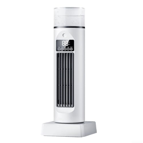 HpLive Mobiler Luftkühler Ventilator Mit 6 Geschwindigkeiten 120° Oszillation LED Beleuchtung Luftbefeuchter Leiser Betrieb(White) von HpLive