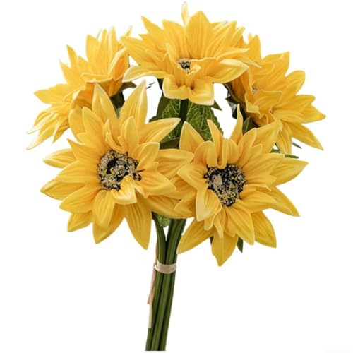 HpLive PU Sonnenblumenstrauß Künstliche Blumen für Wohnzimmer und Esstisch, Pflegeleichte Wohnkultur und Geschenkidee(Yellow) von HpLive