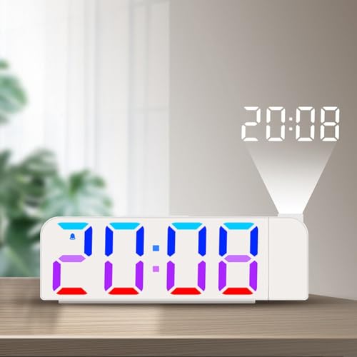 HpLive Projektionswecker, multifunktionale LED-Projektionsuhr mit Temperaturanzeige, USB-Digital-Wecker für Schlafzimmer, Schlummerfunktion (weiß) von HpLive