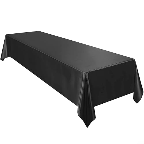 HpLive Satin-Tischdecke, rechteckig, für Hochzeit, Babyparty, Geburtstag, Weihnachten, Bankett, Dekoration, Esstisch, 145 x 260 cm, Schwarz von HpLive