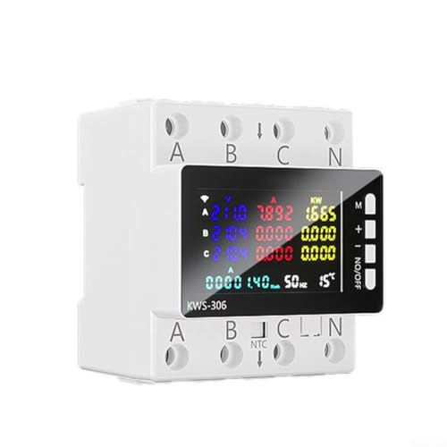 HpLive Schutzschalter Überspannungs- und Unterspannungsschutz KWS-306 Hutschienenmontage Stromzähler mit LCD-Farbdisplay für Industrie und Haushalt(KWS-306) von HpLive
