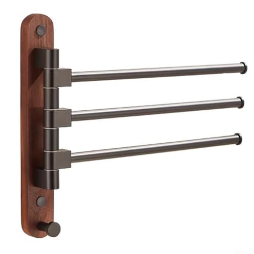 HpLive Schwenkbarer Handtuchhalter aus Holz und Aluminium mit 2–5 drehbaren Armen, platzsparender Handtuchhalter für das Badezimmer zur Wandmontage(2) von HpLive