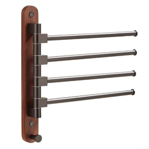 HpLive Schwenkbarer Handtuchhalter aus Holz und Aluminium mit 2–5 drehbaren Armen, platzsparender Handtuchhalter für das Badezimmer zur Wandmontage(3) von HpLive