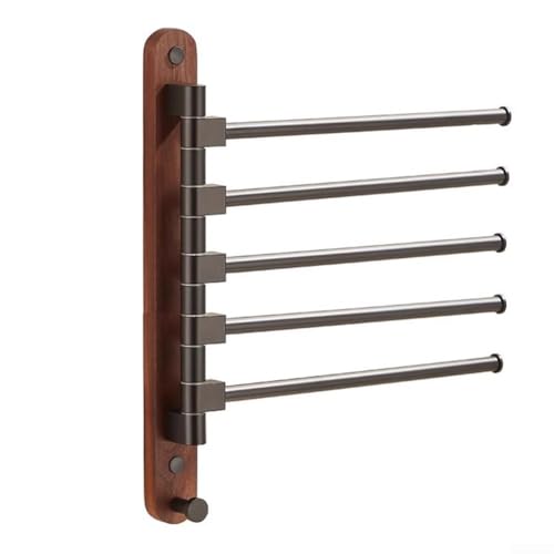 HpLive Schwenkbarer Handtuchhalter aus Holz und Aluminium mit 2–5 drehbaren Armen, platzsparender Handtuchhalter für das Badezimmer zur Wandmontage(4) von HpLive