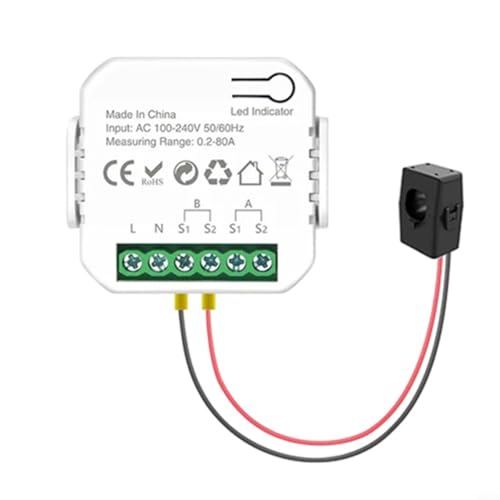 HpLive Smart Meter Energiemonito,WLAN-Energiezähler für Tuya Wifi Smart Power Meter mit Stromwandlerklemme Energieüberwachung(1CT) von HpLive
