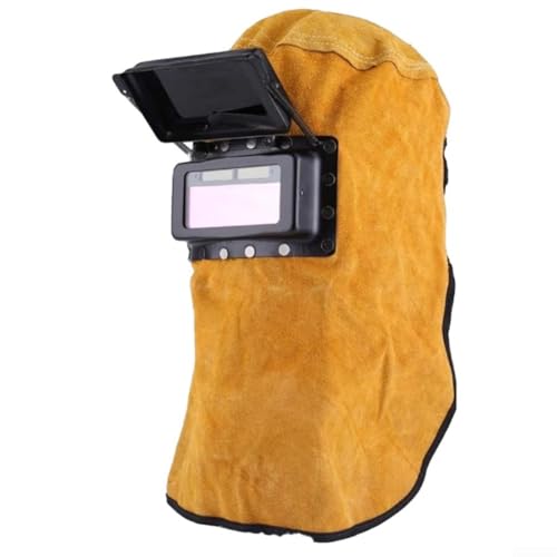 HpLive Solar Auto Verdunkelungsfilter Linse Schweißhelm Kuhlederschutz Kapuze mit Dual-Linsen Klappdesign Hitzeisolierung Spritzschutz Schweißarbeiten von HpLive
