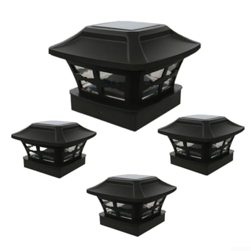 HpLive Solar Säulenleuchten 4er Pack LED Pfostenbeleuchtung Außen Automatisch für Terrasse Garten Zaun Wasserdicht(Black leaves) von HpLive