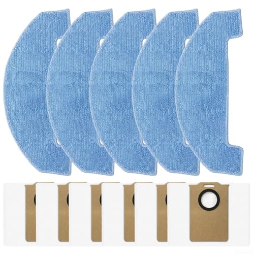 HpLive Staubsauger Ersatzteile Set für Ultenic für T10 Lite für T20 Pro Wischmopp Staubbeutel Zubehör Set, 5 Tücher 6 Beutel von HpLive
