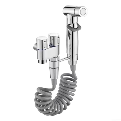 HpLive Toiletten Handbrause Set mit Eckventil G1/2 Zoll Bidetbrause Intimdusche WC Duschkopf für Badezimmer Waschraum(Silber) von HpLive