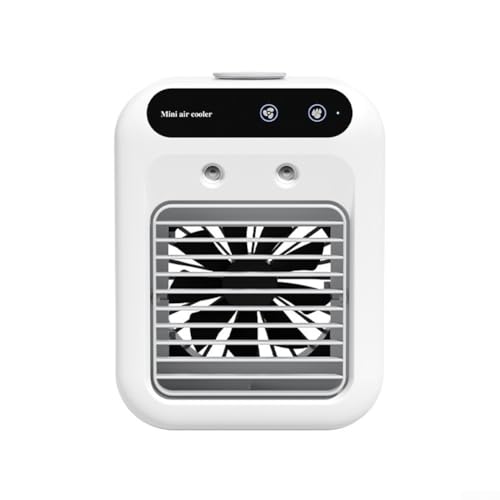 HpLive Tragbare Klimaanlage USB Wiederaufladbar Luftkühler Mini Ventilator 2 Geschwindigkeiten 2 Sprühmodi 1800mAh Batterie für Auto Büro Reise von HpLive