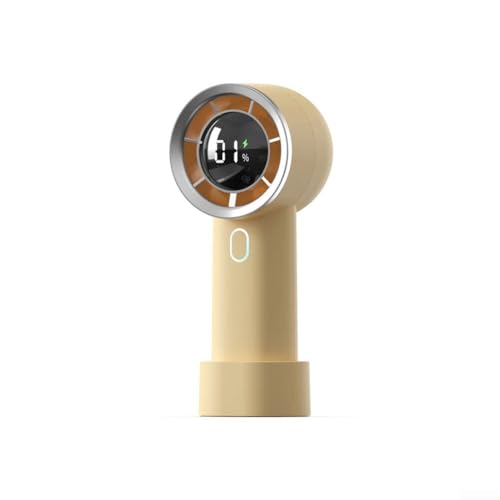 HpLive Tragbarer Digitaler Handventilator mit LED-Anzeige 100 Geschwindigkeitsstufen USB-C Akku Lüfter Für Zuhause Büro Reisen(Gelb) von HpLive