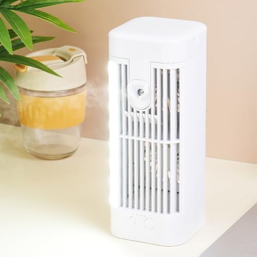 HpLive Tragbarer Luftkühler, Sommer Mini Air Conditioner, 3 Geschwindigkeiten Air Conditioner, USB-Ventilator für Schreibtisch, Haus und Büro, weiß(2400mAh) von HpLive