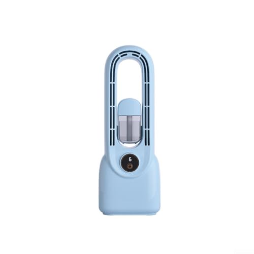 HpLive Tragbarer Ventilator Ohne Rotorblätter Mit 6 Geschwindigkeitsstufen Luftbefeuchter LED-Beleuchtung 3000mAh Akku(Blau) von HpLive