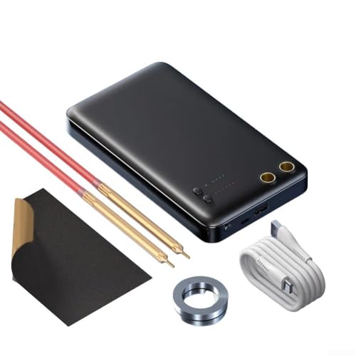 HpLive Tragbares Mini-Punktschweißgerät, 5000 mAh Akku, Energiespeicher-Schweißgerät mit Fernbedienungsstift für Nickelplatten(Black) von HpLive