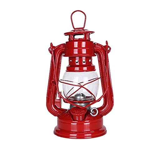 HpLive Vintage Laterne, Outdoor Camping Licht, Höhe 19cm Klassische Petroleumlampe Kerosene Laterne Öllampe Tragbare Camping Leuchten (Rot) von HpLive