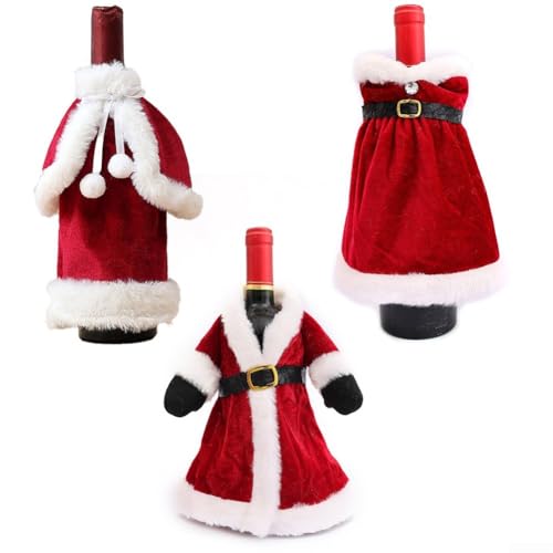 HpLive Weinflaschen Set 3 Stück Weihnachtliche Flaschenüberzüge Gestrickte Flaschendekor für Festliche Tischdeko HpLive Weinflaschen Set 3 Stück Weihnachtliche Flaschenüberzüge Gestrickte Flaschendekor für Festliche Tischdeko von HpLive