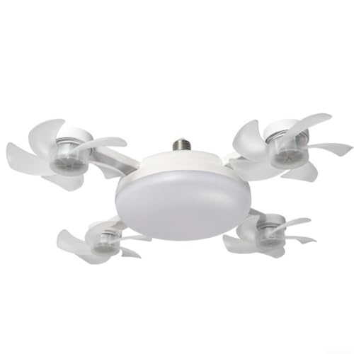 LED Deckenventilator mit Fernbedienung 3 Geschwindigkeiten Dimmbar 45cm Deckenleuchte mit Timer für Schlafzimmer(vier Köpfe) von HpLive