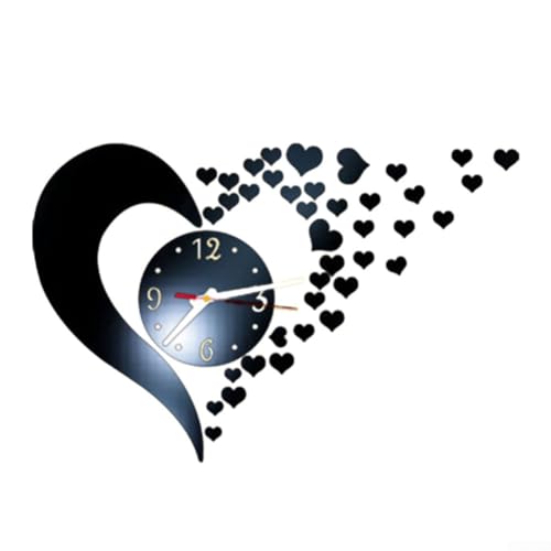 Moderne 3D-Acryl-Quarz-Wanduhr mit Spiegel, Dekoration für Zuhause, Büro und mehr (schwarz) von HpLive