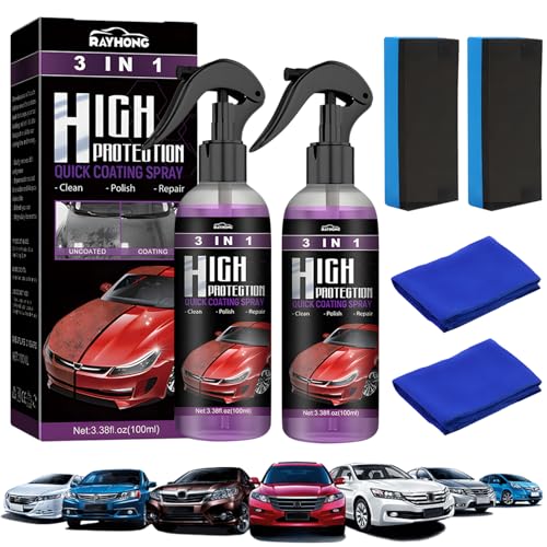 2 Stück High Protection 3in1 Spray,3 In 1 Neues Verbessertes Schnelles Autobeschichtungsspray,Auto-Nano-Beschichtungsspray,3 in 1 High Protection Quick Coating Spray von Hpbaggy