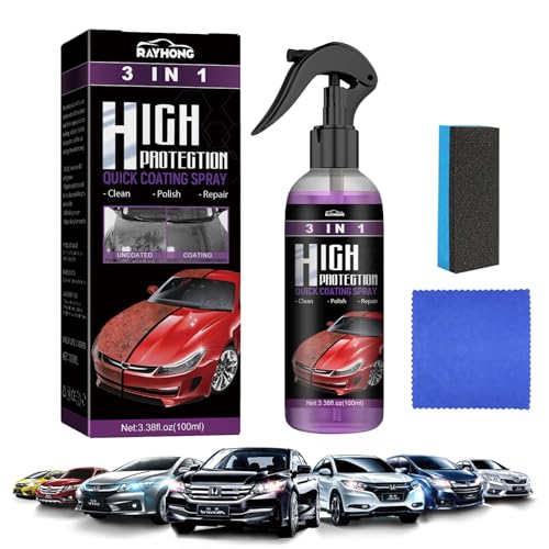 Hpbaggy High Protection 3in1 Spray,3 In 1 Neues Verbessertes Schnelles Autobeschichtungsspray Einzelne Flasche mit Schwamm,3 in 1 High Protection Quick Coating Spray von Hpbaggy