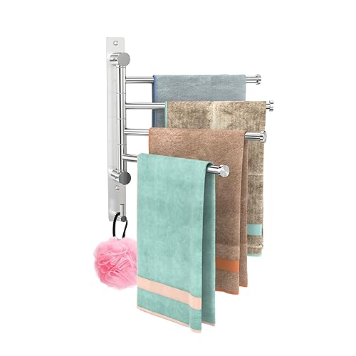 Hpecen Handtuchhalter - 304 Edelstahl 180° Drehung Badetuchhalter - mit 4 armig Schwenkarm Handtuchstange Wandmontage mit Haken Bad Handtuchhalter für Bad,Küche und Garderobe Hpecen Handtuchhalter - 304 Edelstahl 180° Drehung Badetuchhalter - mit 4 armig Schwenkarm Handtuchstange Wandmontage mit Haken Bad Handtuchhalter für Bad,Küche und Garderobe von Hpecen