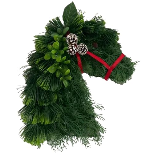 15, 75 -Zoll -Pferdkopf -Weihnachtskranz, künstlicher grüner Kranz mit rotem Band & Pinecone - für Haustür, Wand, Fenster, Verandadekoration von Hperu