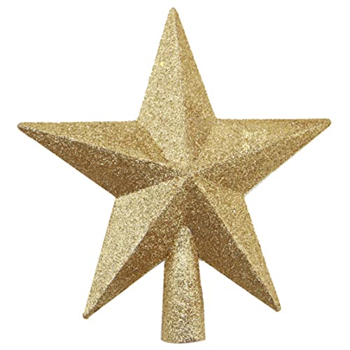 20 cm Golden PVC Star Tree Topper, Glitzer Weihnachtsdekoration - Weihnachtsbaum -Top -Ornament, Festivalzubehör, Star Topper von Hperu