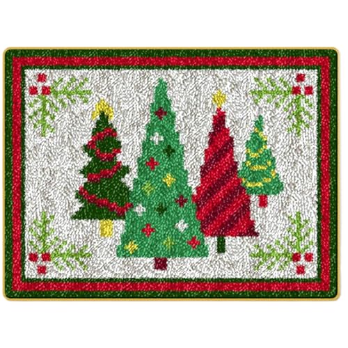 20x15 Weihnachtsriegel -Haken -Kit, DIY -Teppichhäkchen -Garn -Kit (Weihnachtsbaummuster) - Für Anfänger, Stickerei, Home Decoration von Hperu