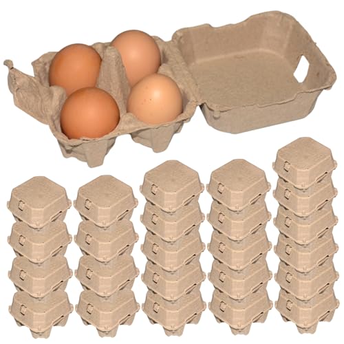 25 pcs Eierkartons wiederverwendbare Eierkartons 4 Zählkapazität Eierkisten wiederverwendbare natürliche Zellstoffkartons Stapelbare Enten Eierkarton Eier -Lagerbehälter für Markt, Küche, Eierkarto von Hperu