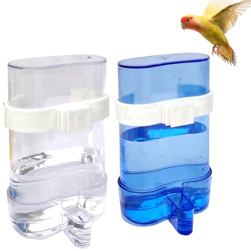 Hperu 2pcs Papageifutter, automatische klare Hängevogelfutterleiter mit breiter Spüle und rotierende Schnalle für Sittiche, Wellensittiche und Kanarien von Hperu
